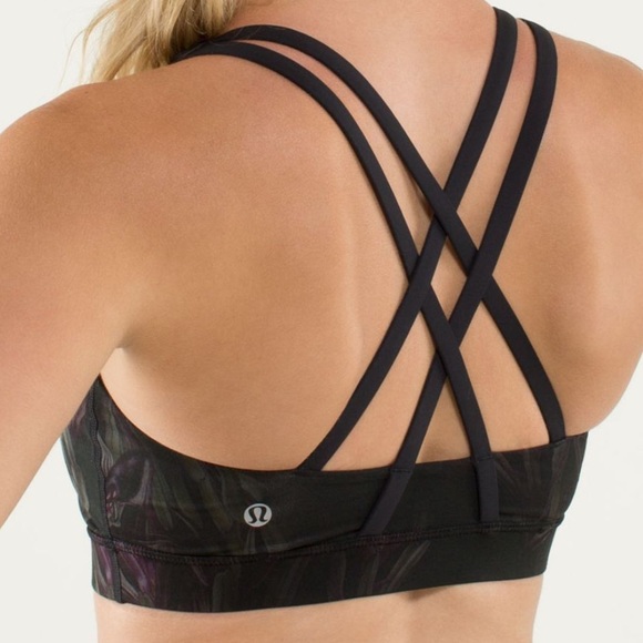 Lululemon black print energy bra size 10 - Picture 2 of 5